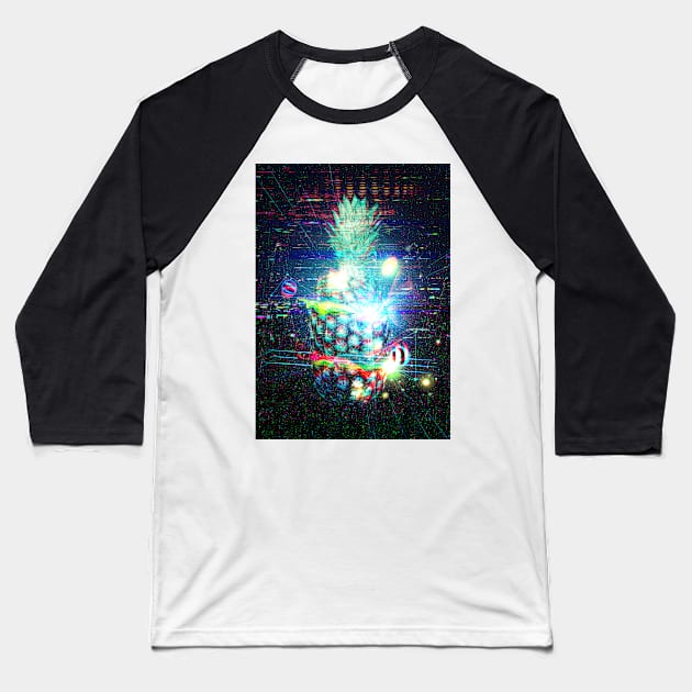 Cutted pineapple glitchy design Baseball T-Shirt by AnnArtshock